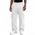 thumbnail image 1 of Yungyresw Men's Corduroy Pants Straight Leg Relaxed Fit Casual Cargo Pants With Multi Pockets Drawstring Y2K Work Trousers White XL, 1 of 8