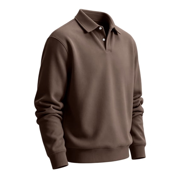 Yungyresw Men's Long Sleeve Ribbed Polo Shirt Button Collared Casual Pullover Top Ultra-soft Stretch Feel Relaxed Fit Solid Golf Polo Shirts
