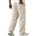 thumbnail image 1 of Yungyresw Men's Solid Linen Casual Pants Breathable Lightweight Athletic Trousers With Multi Pockets Relaxed Fit Work Trousers Khaki L, 1 of 5
