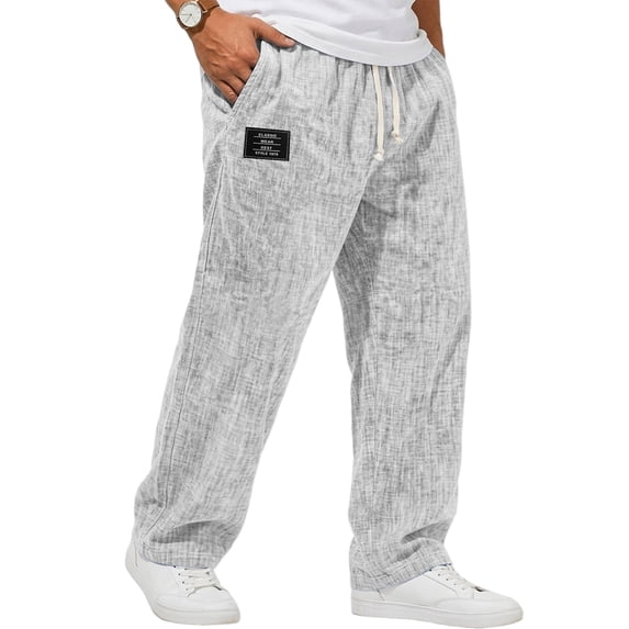 Yungyresw Mens Casual Loose Pants Wide Leg Relaxed Fit Elastic Waist Baggy Pants Fall Lightweight Comfortable Lounge Trousers Light Gray XL