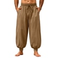 thumbnail image 1 of Yungyresw Mens Harem Pants Casual Drawstring Waist Baggy Wide Leg Jogger Pants Fall Outdoor Running Workout Athletic Trousers Brown XL, 1 of 7