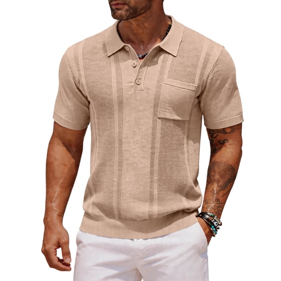 Yungyresw Mens Polo Shirts Short Sleeve Mesh Design Breathable Lightweight Polos Left Chest Pocket Pocket Shirt for Summer Wear