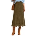 thumbnail image 1 of Yungyresw Midi Skirts For Women High Waisted Solid Hollow Floral Hem Fall Skirts Retro Style Soft Fabric Comfy A Line Dress L, 1 of 6