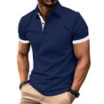 thumbnail image 1 of Yungyresw Polo Shirt for Men Slim Fit Short Sleeve Polo Contrast Trim Button Placket T-Shirt for Summer Wear Casual, 1 of 7