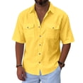 thumbnail image 1 of Yungyresw Short Sleeve Shirt for Men Turn Down Collar Double Pocket Casual Tshirts Breathable Summer Loose Shirts, 1 of 8