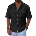 thumbnail image 1 of Yungyresw Short Sleeve Shirt for Men Turn Down Collar Double Pocket Casual Tshirts Breathable Summer Loose Shirts, 1 of 8