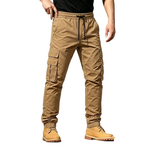 Yungyresw Straight Leg Cargo Pants Men Lightweight Relaxed Fit Work Pants With Pockets Cuffed Hem Stretch Workout Hiking Trousers S