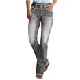 thumbnail image 1 of Yungyresw Straight Leg Jeans For Women Mid Rise Relaxed Fit Y2K Denim Pants Button Down Stretchy Fall Winter Casual Trousers Gray XL, 1 of 8