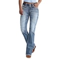 thumbnail image 1 of Yungyresw Straight Leg Jeans For Women Mid Rise Relaxed Fit Y2K Denim Pants Button Down Stretchy Fall Winter Casual Trousers Light Blue S, 1 of 8
