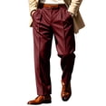 thumbnail image 1 of Yungyresw Striped Dress Pants For Men Pleated Straight Leg Office Work Pants Relaxed Fit Classic Formal Trousers Fall Winter Outfit Wine 3XL, 1 of 10