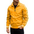 thumbnail image 1 of Yungyresw Striped Jacket Contrast Trim Track Jacket Ribbed Hem Men's Coat Solid Color for Sports Autumn Wear, 1 of 5