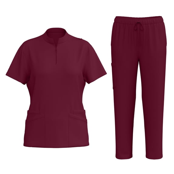 Yungyresw Women Housekeeping Uniforms Scrub Sets for Woman Nursing Uniform Top & Drawstring Jogger Pants Matching Workwear