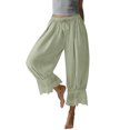 thumbnail image 1 of Yungyresw Women's Casual Bloomer Pants Ruffled Lace Trim Drawstring Lounge Pants Wide Leg Harem Pants Women With Pockets Light Green L, 1 of 7