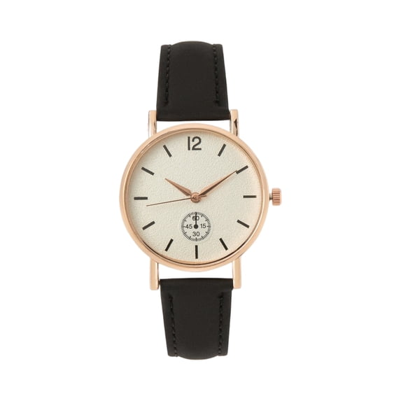 Yungyresw Women's Classic Quartz Watch Easy Read Round Dial Leather Strap Wristwatch Classic Vintage Style Fashion Watches Black