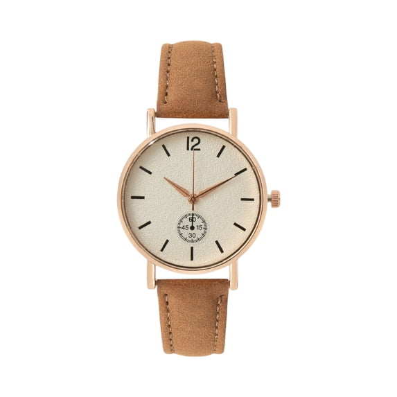 Yungyresw Women's Classic Quartz Watch Easy Read Round Dial Leather Strap Wristwatch Classic Vintage Style Fashion Watches Brown