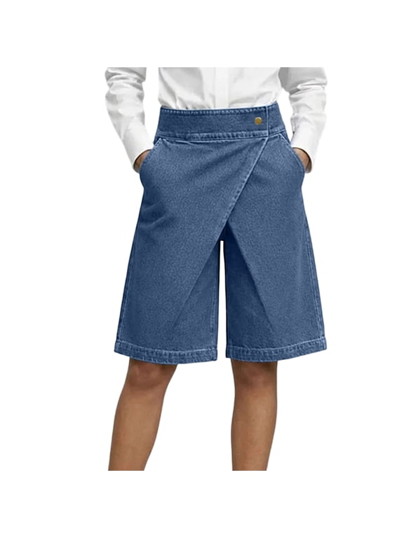 Womens Jean Shorts Y2K High Waisted Wide Leg Baggy Jorts Trendy Summer Outfits Casual Wrap Denim Shorts XL