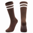 thumbnail image 1 of Yungyresw Womens Non Slip Yoga Socks All Season Comfortable Athletic Mid Calf Socks Fitness Workout Casual Stockings Brown One Size, 1 of 3