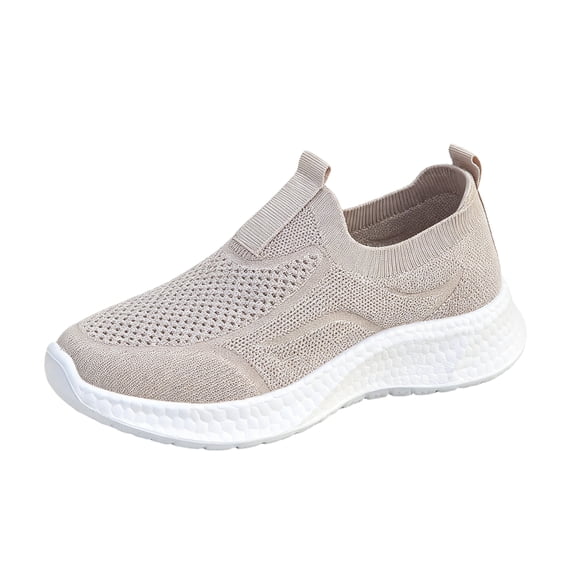 Yungyresw Womens Slip On Walking Shoes Round Toe Athletic Casual Sneakers Lightweight Comfortable Gym Workout Running Shoes Light Pink 38