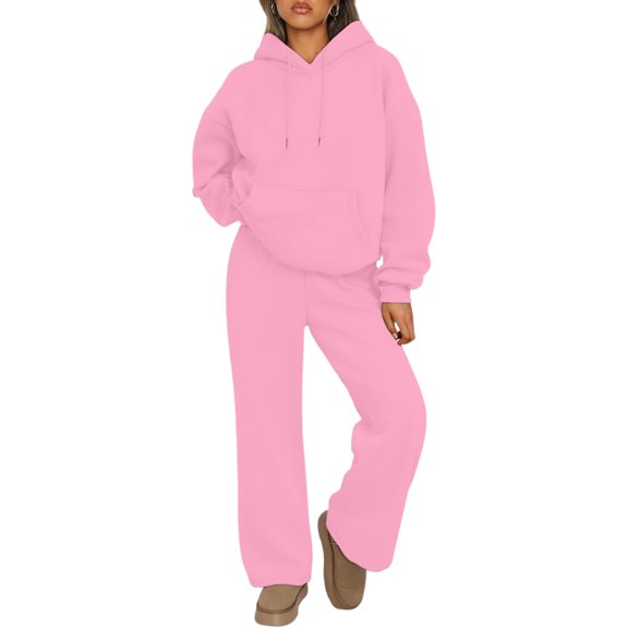 Yungyresw Womens Sweatsuits 2 Piece Set Casual Winter Long Sleeve Hoodie Loose Wide Leg Sweatpants Fall Tracksuit M