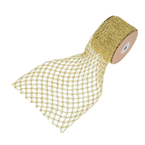 Yunhgft 1 Roll Glitter Wired Ribbon Home Decoration Stretchable Sparkling Trim Christmas Gold