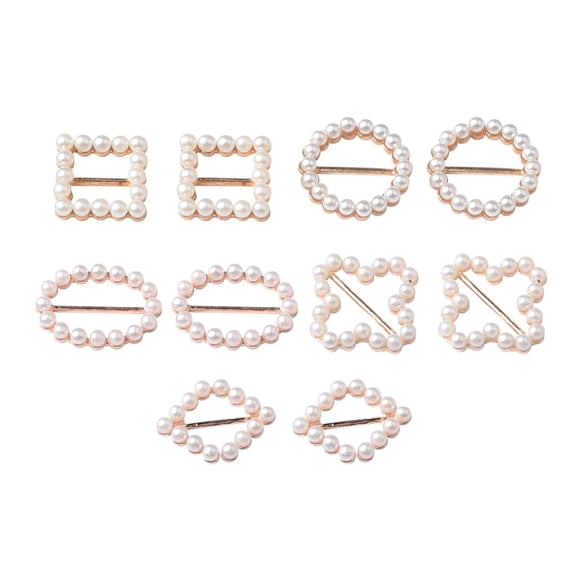 Yunhgft 10 Pieces Mixed Shapes Pearl Metal Buckles Invitation Card Wedding Ribbon Slider