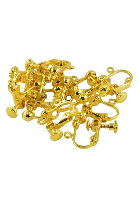 12 Pieces Adjustable Screw Clip on Earrings Hook Clips Jewelry Making DIY Crafts Gold
