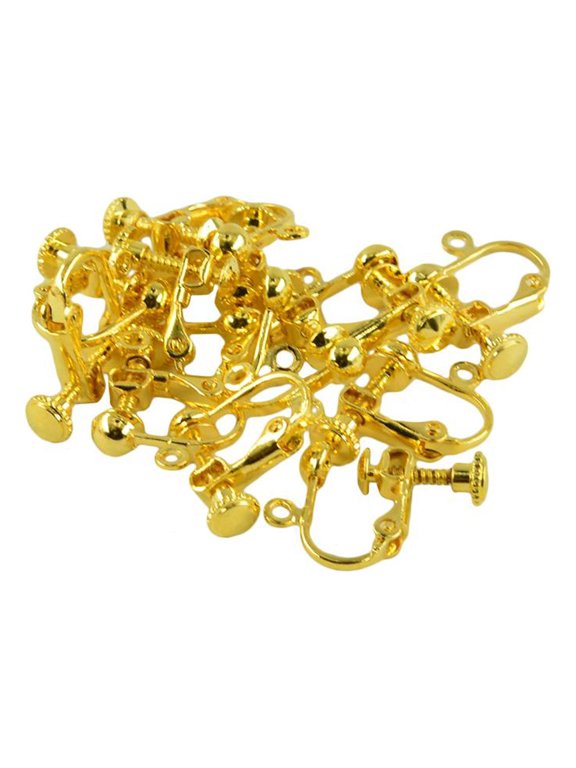 12 Pieces Adjustable Screw Clip on Earrings Hook Clips Jewelry Making DIY Crafts Gold