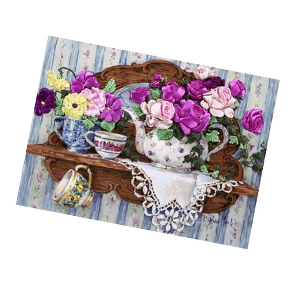 Yunhgft 1x Embroidery Cross Stitch Kits Flowers Patterns Embroidery Set, DIY Home Wall