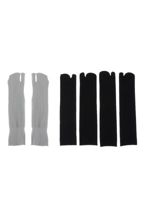 2 Pair Tabi Socks Breathable Men's Slipper Clogs Socks - Gray + Black