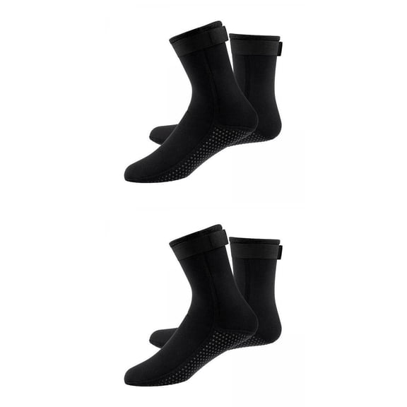 Yunhgft 2 Pairs 3mm Neoprene Diving Boots Sailing Rafting Coldproof Black M L Socks