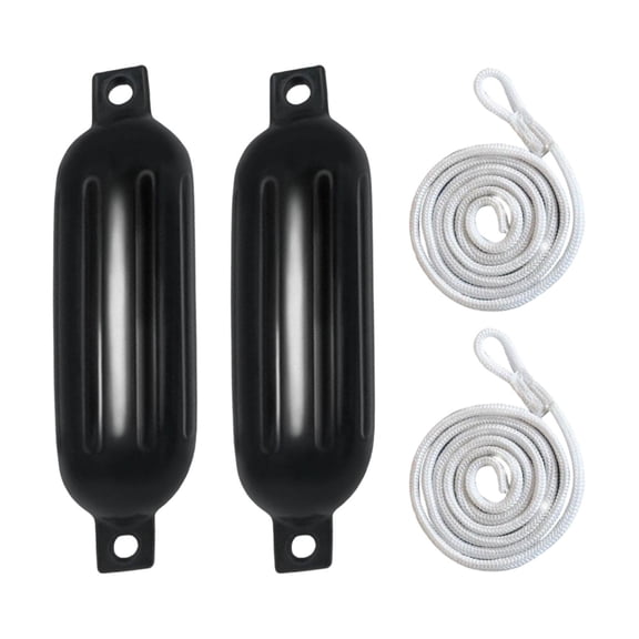 Yunhgft 2 Pieces Boat Fenders 9.5mm x 2M Ropes Easy to Install Twin Eyes Anti Collision Black G1 White Rope