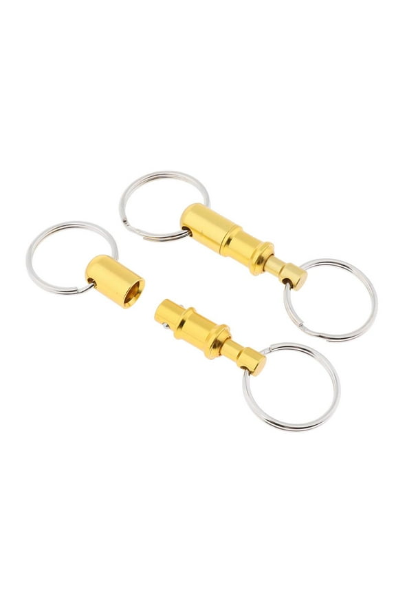 2 Pieces Breakaway Key Ring Separate Car Keys Quick Release Keychain Golden