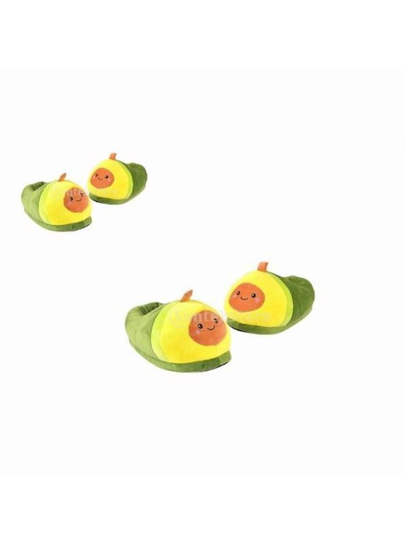 2 Pieces Novelty Warm Slippers Womens Avocado Shape Soft Cozy Anti-Slip Girls -