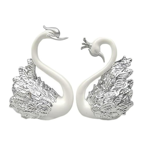 Yunhgft 2 Pieces Swan Cake Topper for Wedding, Engagement, Valentine's Day, Anniversary, Silver