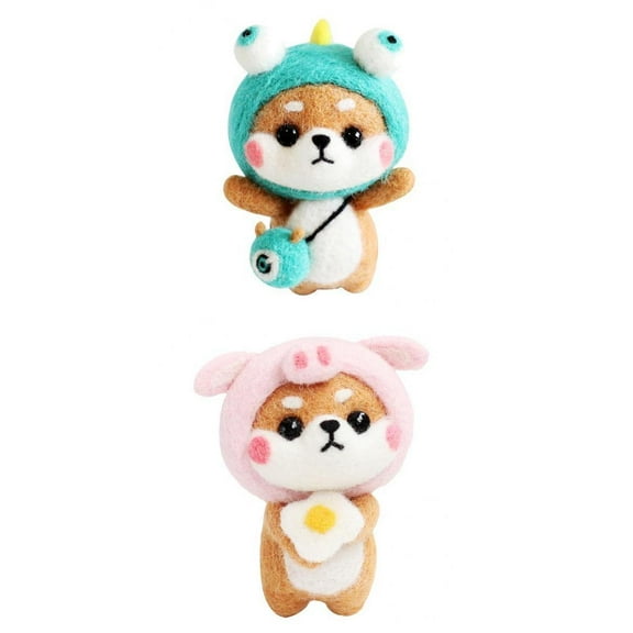 Yunhgft 2 Sets Cute Dog Needle Felting Kits Tutorials Wool DIY Hand Craft Home Decor