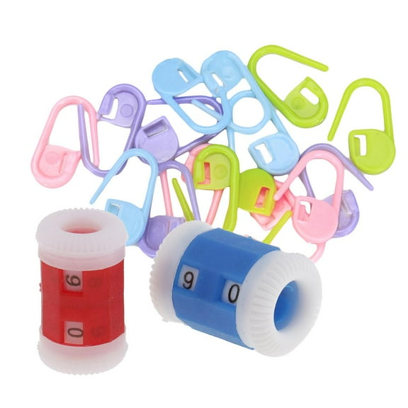 Yunhgft 20 Pieces Colored Crochet Locking Stitch Markers and 2 Sizes Knitting Needle Row