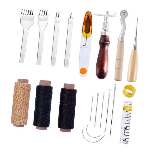 Yunhgft 20Pcs/set Leather Craft Basic Stitching Sewing Hand Tool Set Saddle Groover for