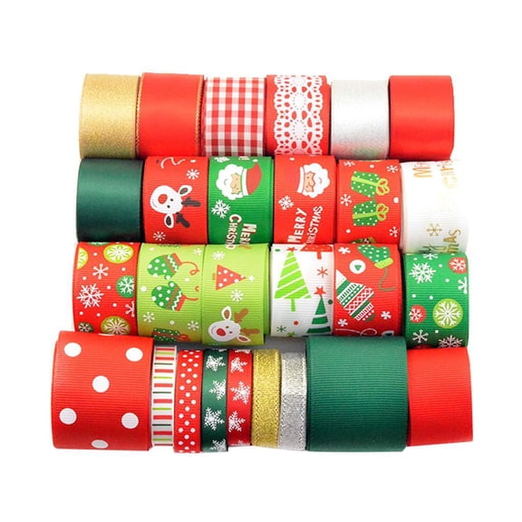 Yunhgft 27pcs/Set Christmas Grosgrain Ribbon for Gift Wrapping/Hair Bow DIY Crafts