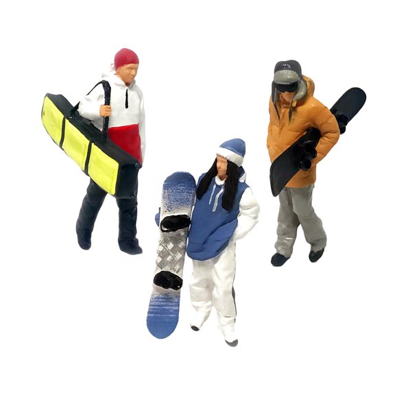 Yunhgft 3 Pieces HO Scale Miniature Model Skiing Figures Scenes Street Scene Tiny People B