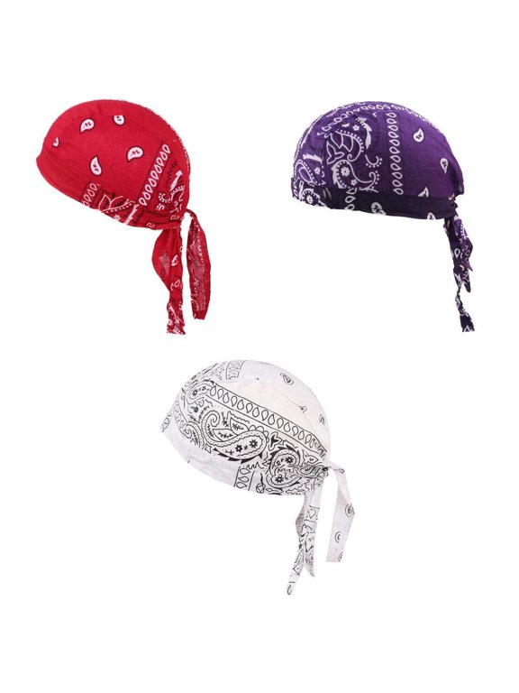 3 Pieces Turban Chemo Hat Durag Muslim Pre-Tied Beanie Head Scarf Cover Hat
