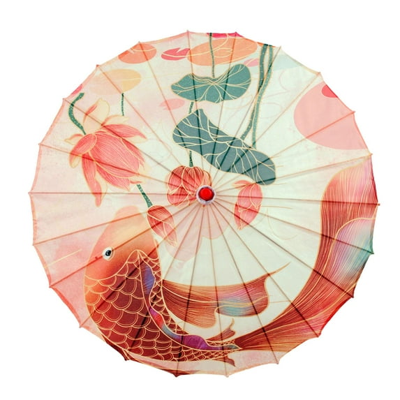 Yunhgft 32" Classical Oiled Paper Umbrella, Bamboo Silk Umbrella Classical Dance Parasol Style C
