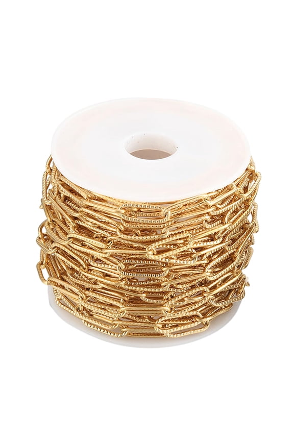 39inch Paperclip Chain for DIY Jewelry Making, 4mm Stainless Steel Oval Necklace Gold