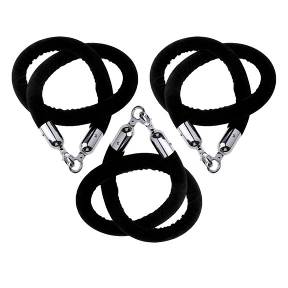 Yunhgft 3pcs 1.5m Barrier Crowd Control Post Queue Line Rope with Silver Hooks Black