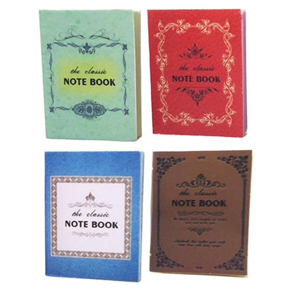 Yunhgft 4/Pack 1/12 Doll House Miniatures Mini Notebooks for Study/Home/Room/Bookshelf/Library Creative Set Life Scene Decorative Toys