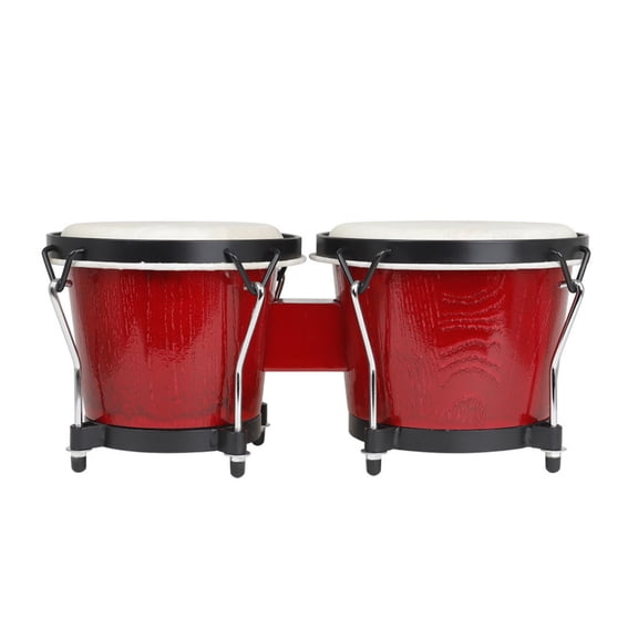 Yunhgft 41 CM Bongo Drum Set with White Hide Head Skin Red Shell Tunable Hardware for Children Adult Learners