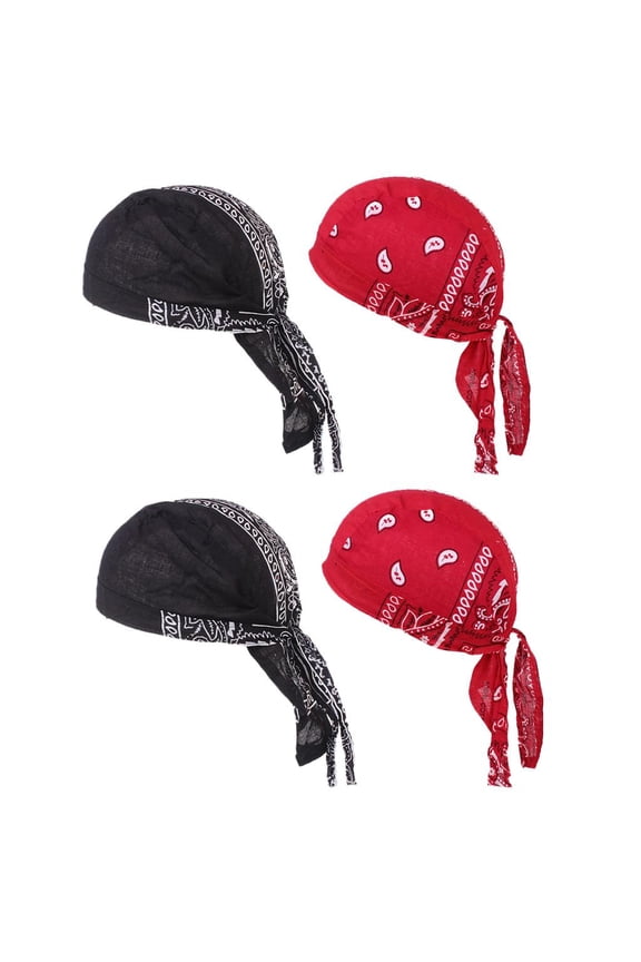 4pc Men's Turban Hat Cotton Chemo Cancer Durag Beanie Headscarf Headwear