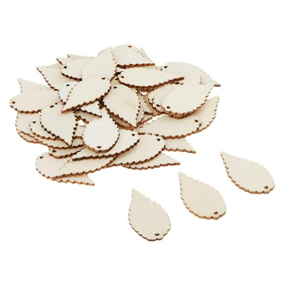 Yunhgft 5 Pcs Blank Wood Slices Unfinished Wood Cutout Leaf Shaped Embellishments Wood