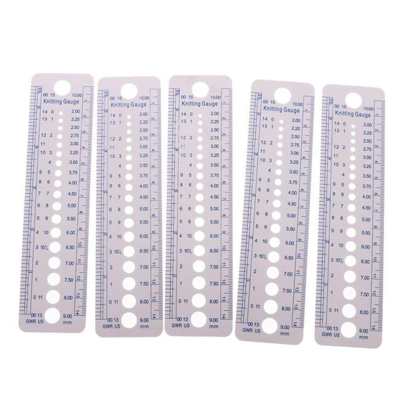 Yunhgft 5 Pieces Plastic Sewing Accessories 2-1mm Inch Cm Ruler Knitting Needle Gauge