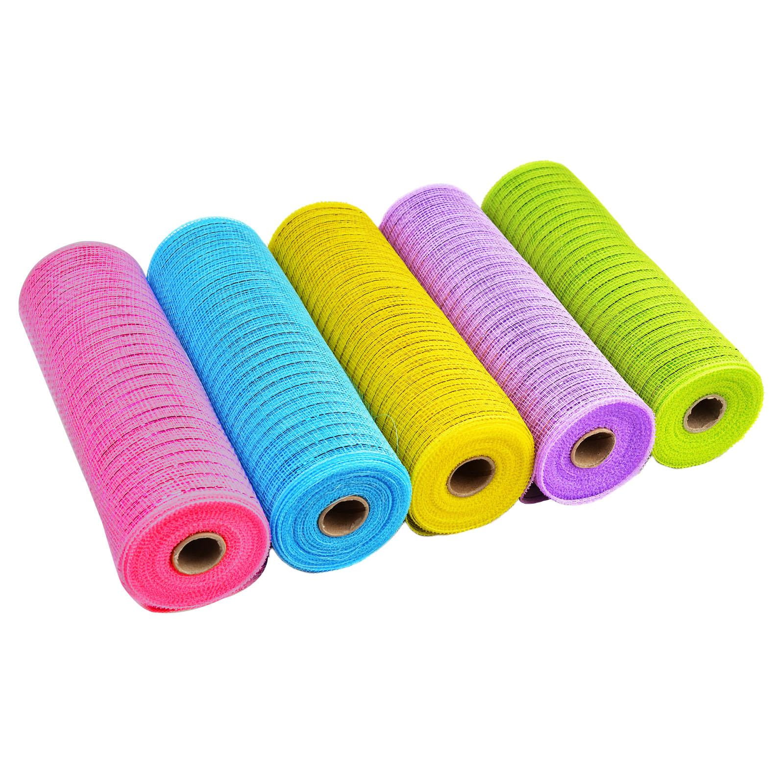 Yunhgft 5 Rolls Easter Deco Poly Mesh Rolls Easter Ribbons Pink/Blue/Yellow/Purple/Green