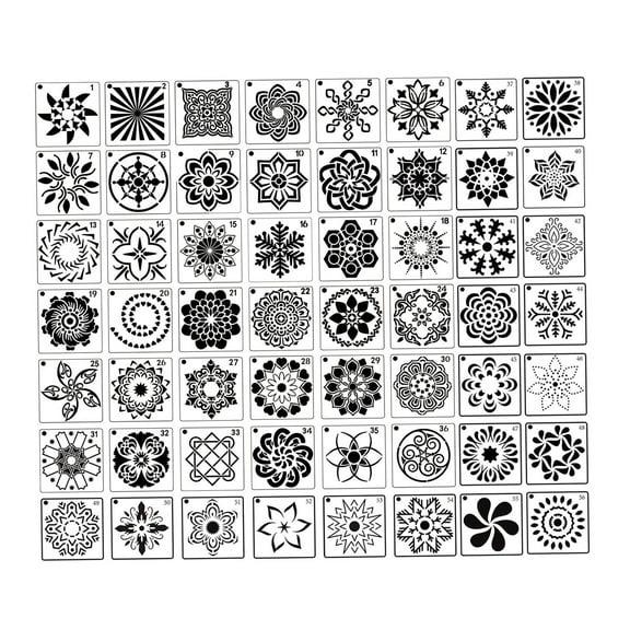 Yunhgft 56 Pieces Mandala Template Stencils Painting Template 3.54x3.54inch Pet Geometry